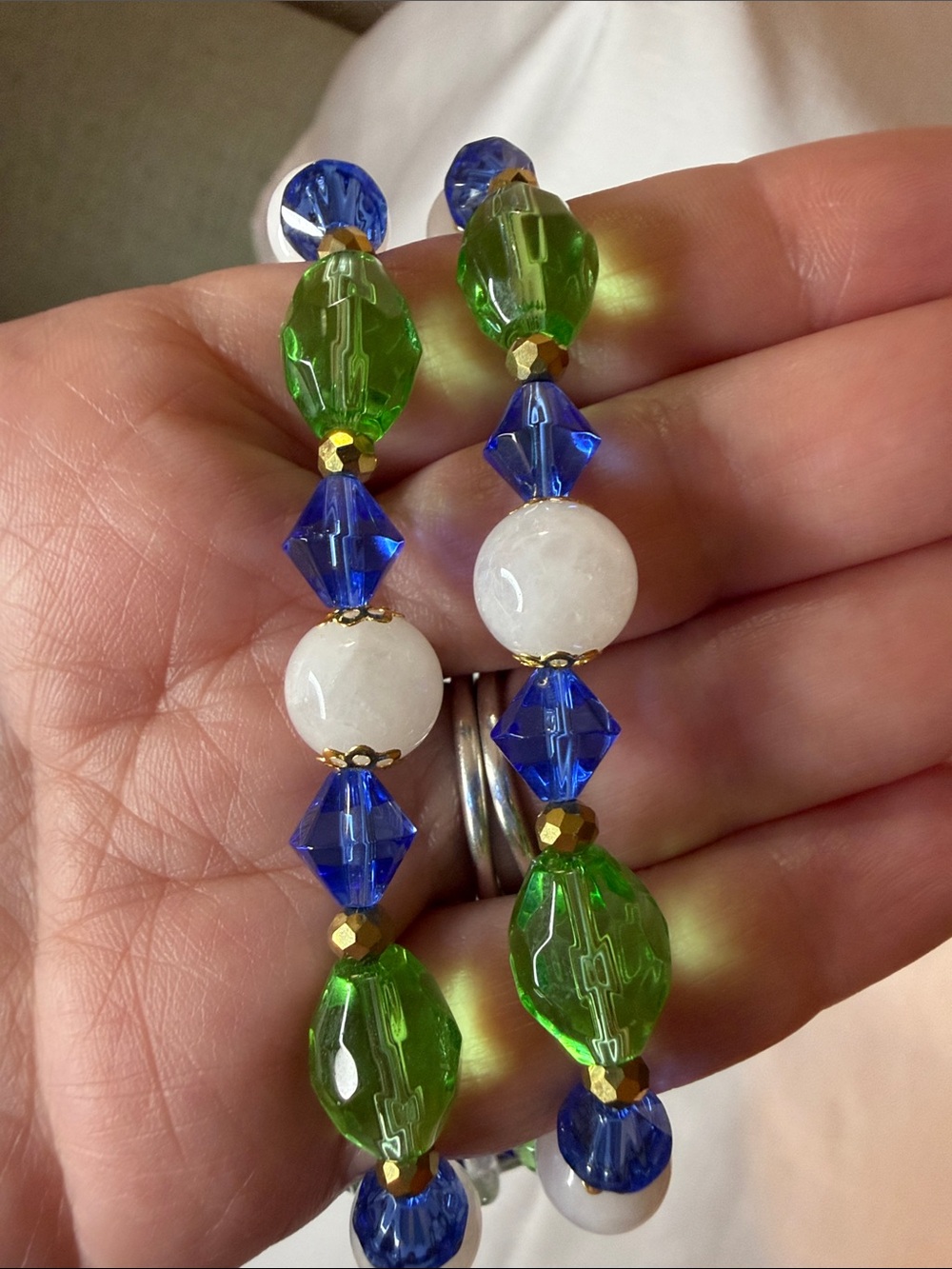 Handcrafted Murano Glass, White Jade and Crystal Necklace and Earring Set - Picture 6 of 7